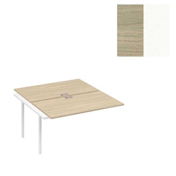 Секция стола Юнитекс А4 рабочей станции (2х140) на каркасе QUATTRO А4 Б4 177-1 ДК (140x164x75) дуб скандинавский/металлокаркас белый