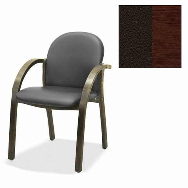 Офисный стул Юнитекс Джуно люкс экокожа премиум тёмно-коричневая CN1113/дерево-орех гамильтон