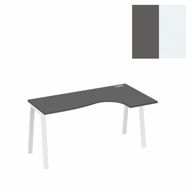 Стол эргономичный правый Юнитекс А4 "Классика" на металлокаркасе TRE А4 Б3 036 АР (160x90x75) антрацит премиум/металлокаркас белый