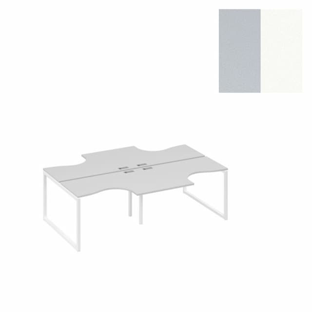 Рабочая станция Юнитекс А4 (4х120) опоры QUATTRO столы Классика А4 Б4 180-2 СЕ (240x184x75) серый/металлокаркас белый