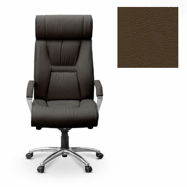 Кресло руководителя Юнитекс Олимп X хром экокожа премиум коричневая CN1116
