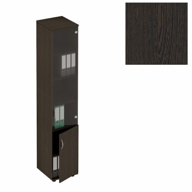 Шкаф для документов узкий со стеклом Юнитекс Формула (41x45x219) ФР 381 ВТ венге темный