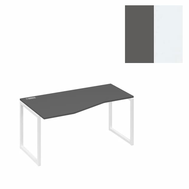 Стол эргономичный левый Юнитекс А4 "Техно" на металлокаркасе QUATTRO А4 Б4 065 АР (160x90x75) антрацит премиум/металлокаркас белый